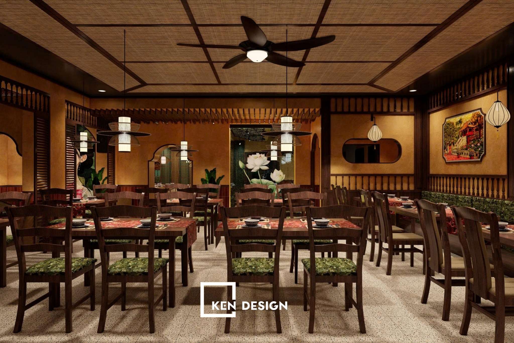 Thiết kế nhà hàng Việt tại Slovakia với giao thoa thẩm mỹ Á Âu